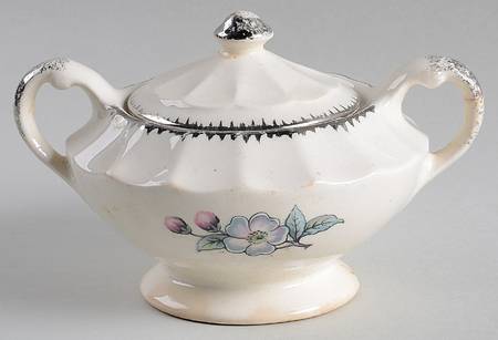 Grey Blossom Sugar Bowl & Lid