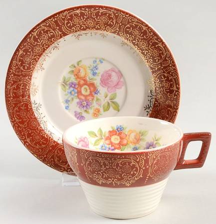 Meissen Rose Red Flat Cup & Saucer Set