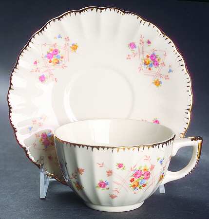 New Princess (Scalloped, Gold Trim) Flat Cup & Saucer Set