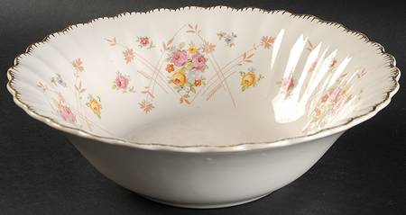New Princess (Scalloped, Gold Trim) 8" Round Vegetable Bowl