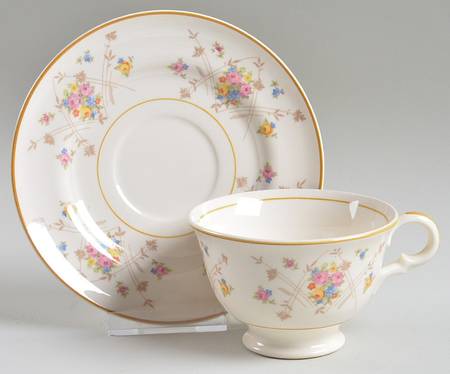 New Princess (Smooth, Yellow Trim) Footed Cup & Saucer Set