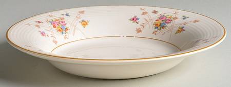 New Princess (Smooth, Ridges, Yellow Trim) Rim Soup Bowl by Limoges-American