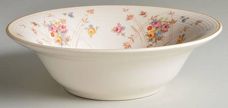 New Princess (Smooth, Ridges, Yellow Trim) 8" Round Vegetable Bowl by Limoges-American