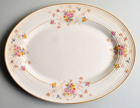 New Princess (Smooth, Ridges, Yellow Trim) 13" Oval Serving Platter by Limoges-American
