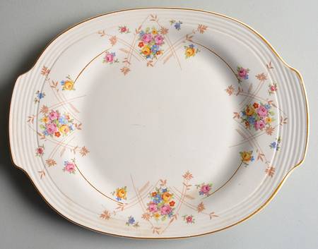 New Princess (Smooth, Ridges, Yellow Trim) 12" Oval Serving Platter