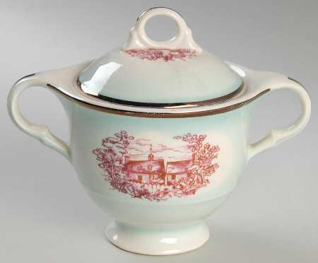 Old Virginia Maroon Sugar Bowl & Lid