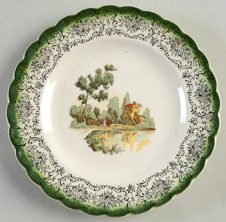 Platinum French Chateau (Green) Bread & Butter Plate