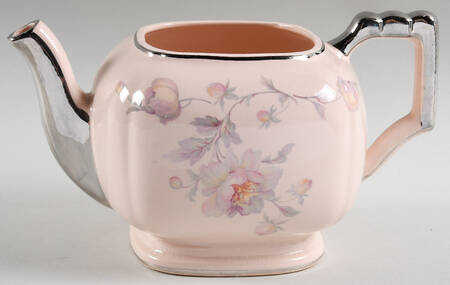 Silver Moon Pink Background Teapot No Lid