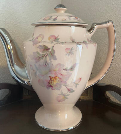 Silver Moon Pink Background Coffee Pot & Lid