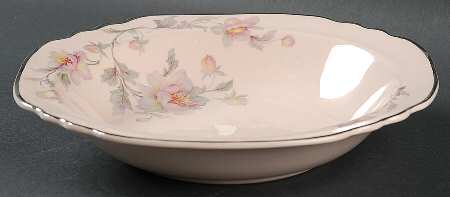 Silver Moon Pink Background Rim Soup Bowl