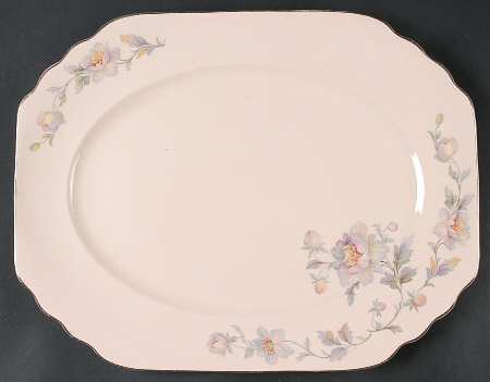 Silver Moon Pink Background 15" Oval Serving Platter