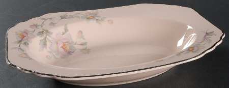 Silver Moon Pink Background 10" Oval Vegetable Bowl