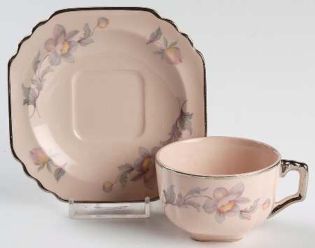 Silver Moon Pink Background Flat Demitasse Cup & Saucer Set