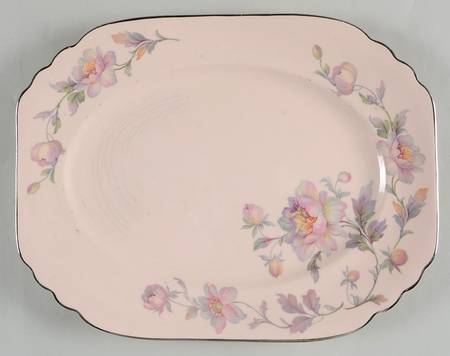 Silver Moon Pink Background 13" Oval Serving Platter