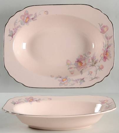 Silver Moon Pink Background 9" Oval Vegetable Bowl
