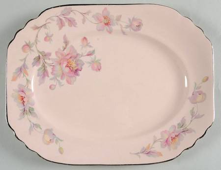 Silver Moon Pink Background 11" Oval Serving Platter
