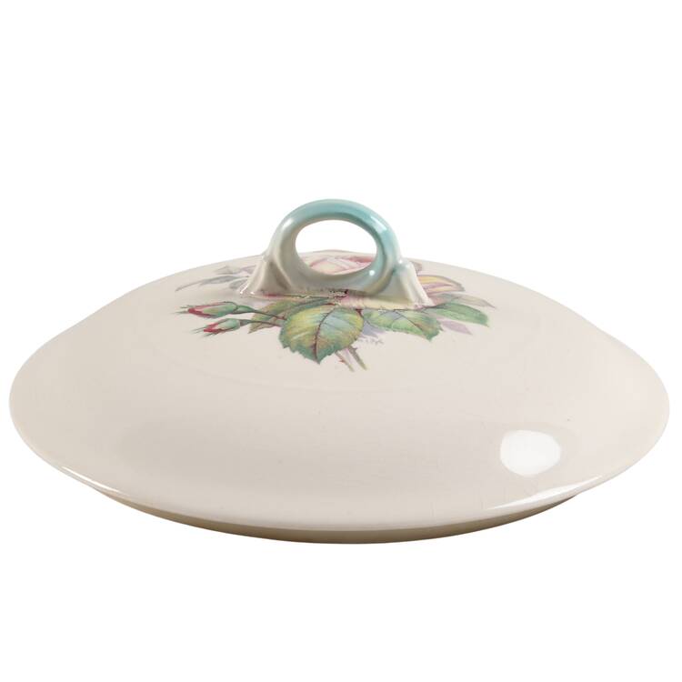 Tea Rose Cotillion Blue Lid for Round Vegetable