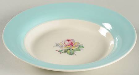 Tea Rose Cotillion Blue Rim Soup Bowl