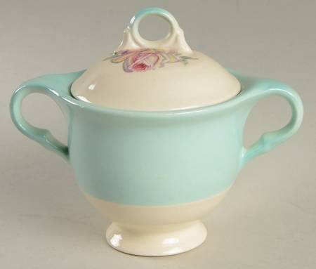 Tea Rose Cotillion Blue Sugar Bowl & Lid