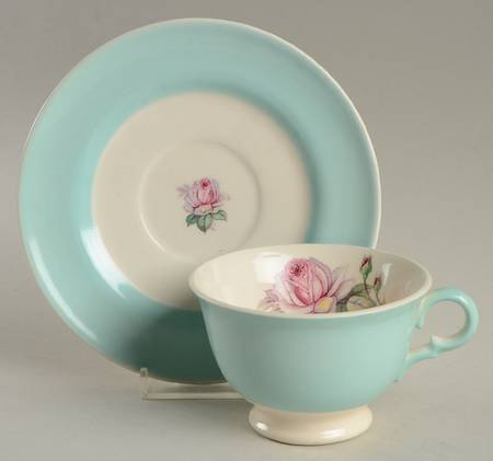 Tea Rose Cotillion Blue Footed Cup & Saucer Set