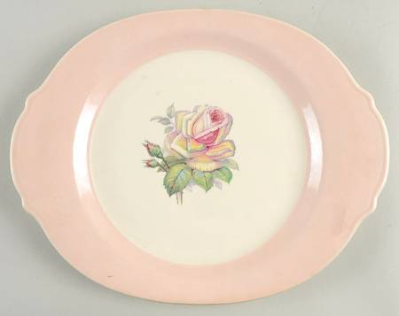 Tea Rose Cotillion Pink (No Trim) 13" Oval Serving Platter by Limoges-American
