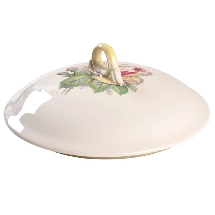Tea Rose Cotillion Yellow Lid for Round Vegetable