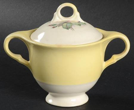 Tea Rose Cotillion Yellow Sugar Bowl & Lid