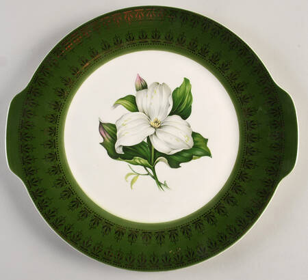 Trillium (Forest Green Filigree) Cake Plate by Limoges-American