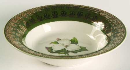 Trillium (Forest Green Filigree) Fruit/Dessert (Sauce) Bowl by Limoges-American