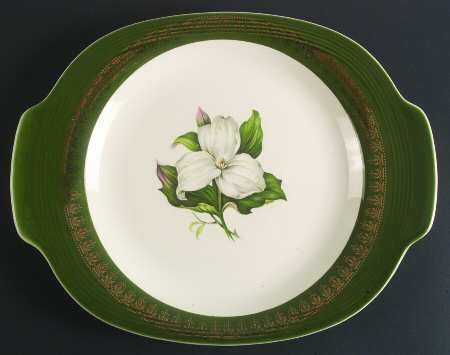 Trillium (Forest Green Filigree) 14" Oval Serving Platter