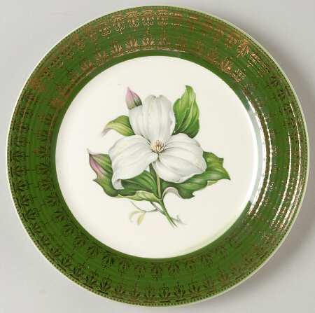 Trillium (Forest Green Filigree) Salad Plate by Limoges-American