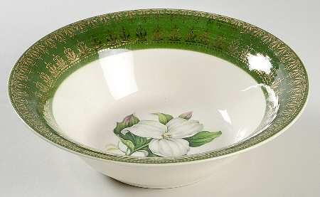 Trillium (Forest Green Filigree) 8" Round Vegetable Bowl