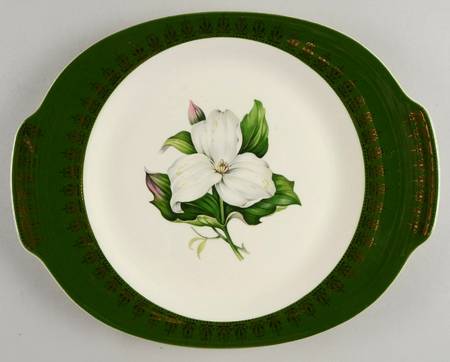 Trillium (Forest Green Filigree) 12" Oval Serving Platter