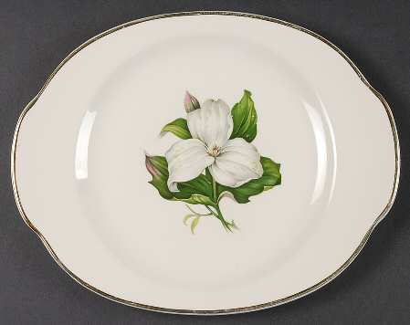 Trillium White (Glamour, Coupe) 12" Oval Serving Platter