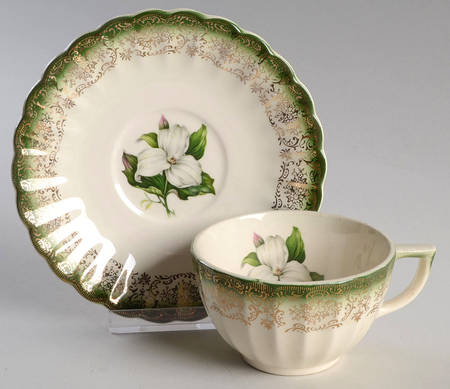 Trillium (Mandarin Green) Flat Cup & Saucer Set