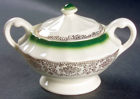 Trillium (Mandarin Green) Sugar Bowl & Lid by Limoges-American