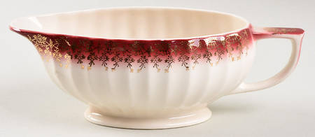 Tudor Gold Mandarin Maroon Gravy Boat