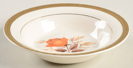 Vermillion Rose (Gold Leaf Band Edge) Fruit/Dessert (Sauce) Bowl by Limoges-American