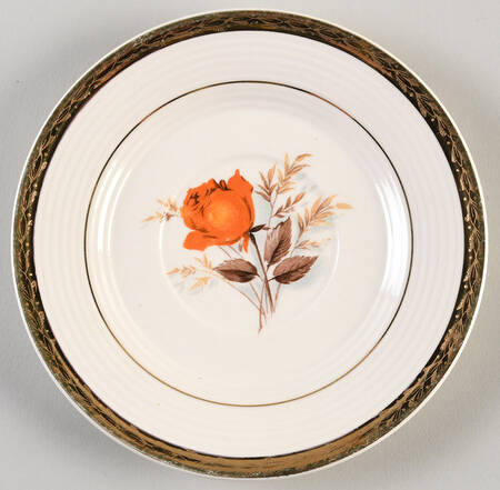 Vermillion Rose (Gold Leaf Band Edge) Saucer