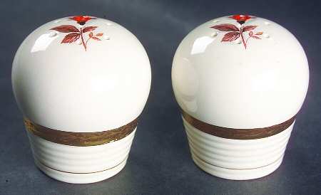 Vermillion Rose (Gold Leaf Band Edge) Salt & Pepper Set
