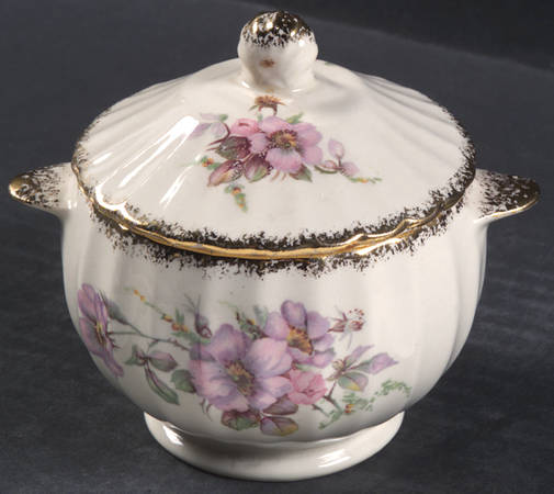 Wild Rose (Gold Trim) Sugar Bowl & Lid