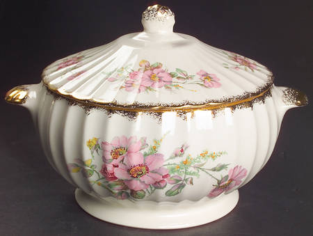 Wild Rose (Gold Trim) Round Covered Vegetable