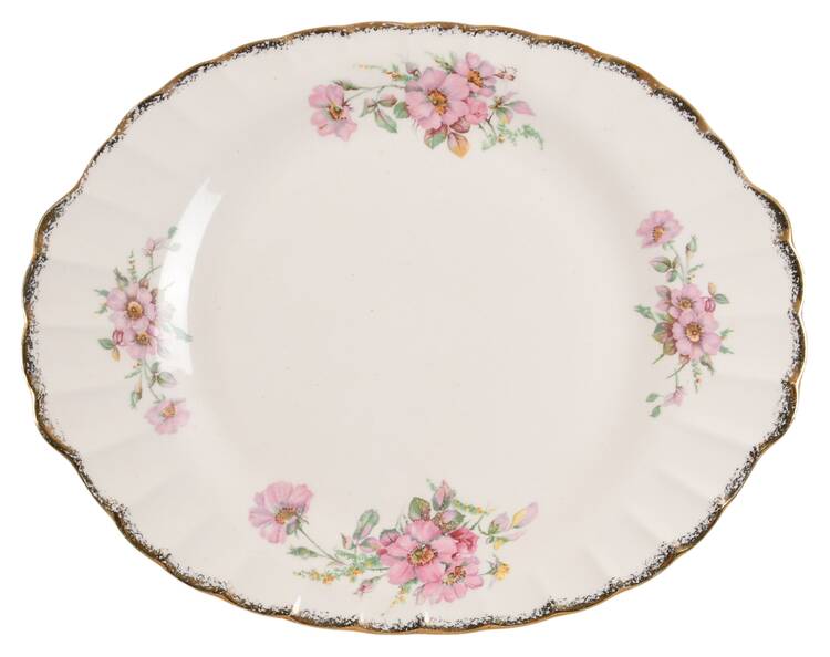 Wild Rose (Gold Trim) 12" Oval Serving Platter