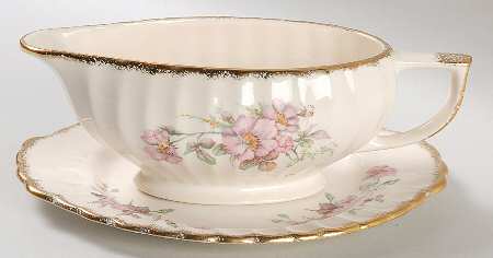 Wild Rose (Gold Trim) Gravy Boat & Underplate/Relish