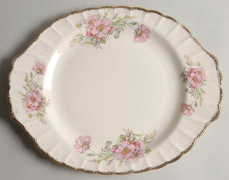 Wild Rose (Gold Trim) 15" Oval Serving Platter