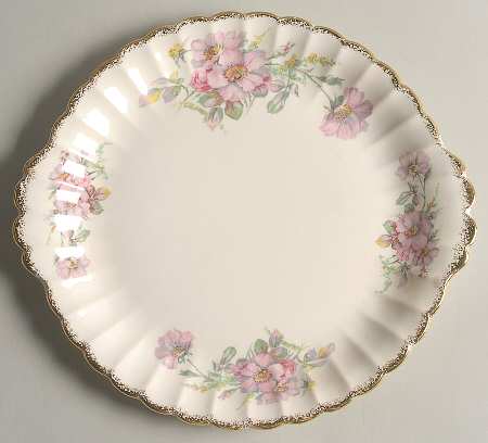 Wild Rose (Gold Trim) Handled Cake Plate