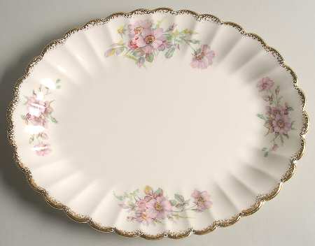Wild Rose (Gold Trim) 11" Oval Serving Platter