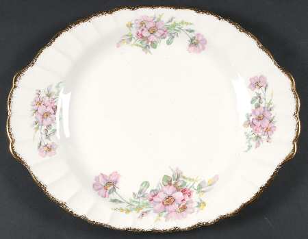 Wild Rose (Gold Trim) 13" Oval Serving Platter