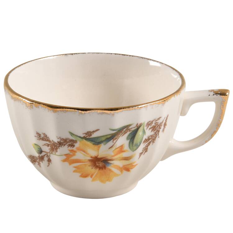 Yellow Daisy (Gold Trim) Flat Cup