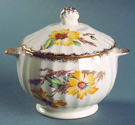 Yellow Daisy (Gold Trim) Sugar Bowl & Lid